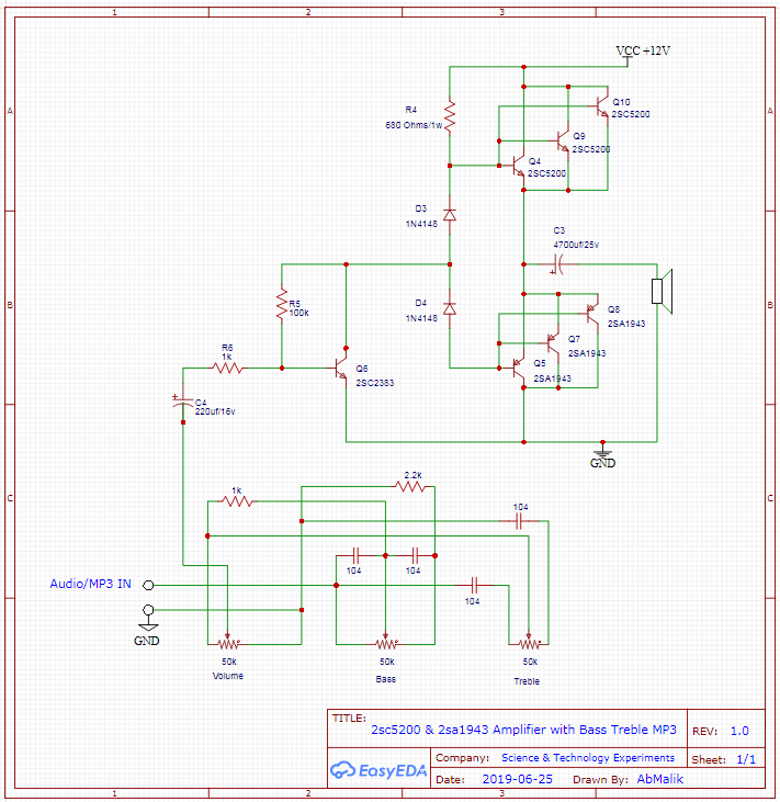 2sc5200 2sa1943 amplifier circuit diagram