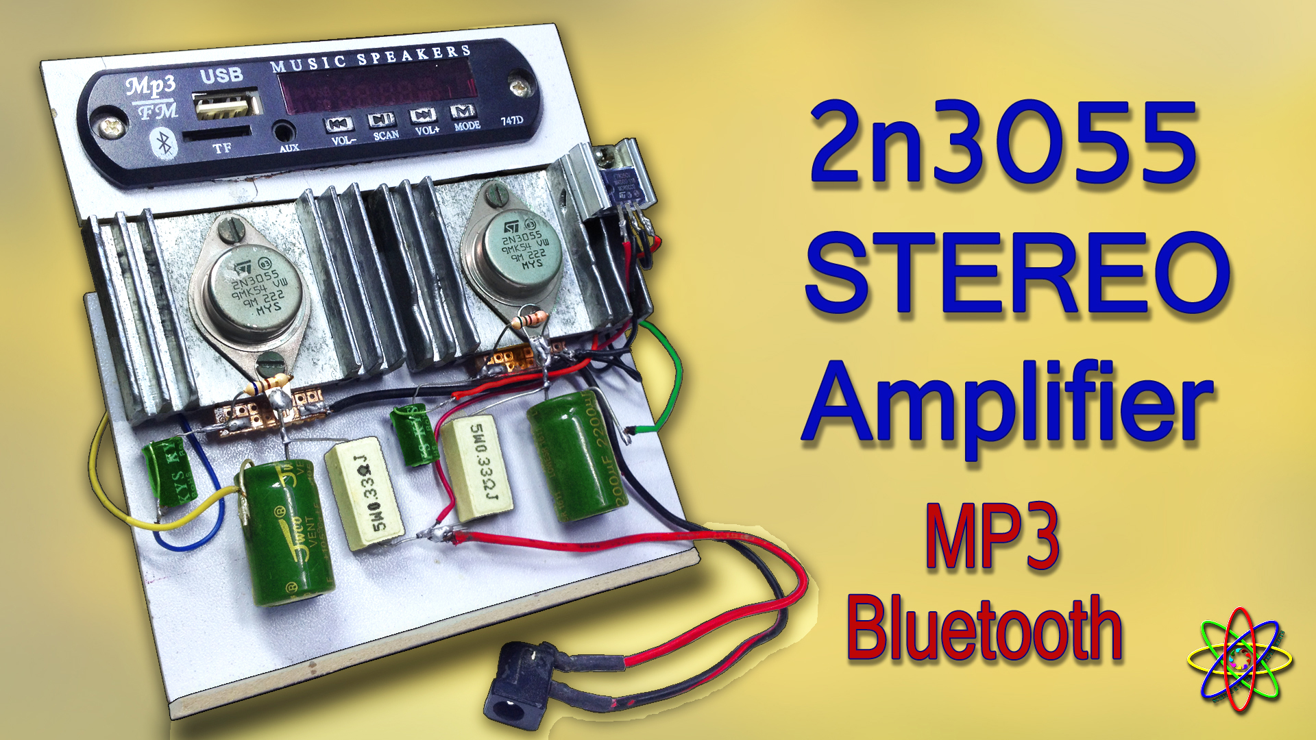 2N3055 stereo amplifier homemade bluetooth diy