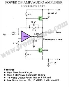 Power OP-Amp Audio Amplifier Circuit Diagram