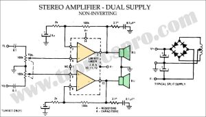 Stereo Amplifier Dual Supply Circuit Diagram