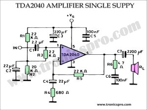 TDA2040 Power Amplifier 25W Single Supply