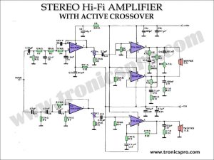 TDA2040 Stereo Amplifier with Active Crossover