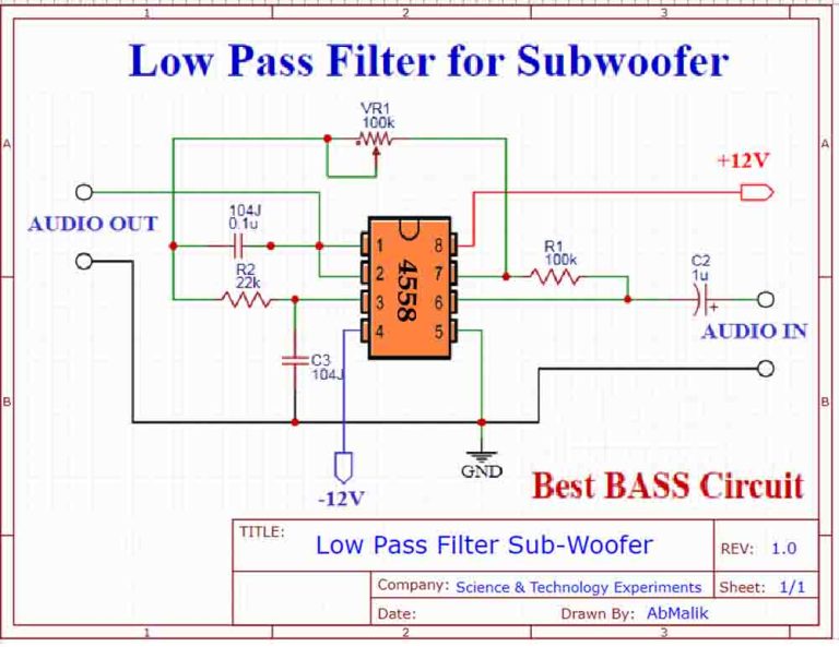 Low Pass Filter Circuit Diagram Using 4558