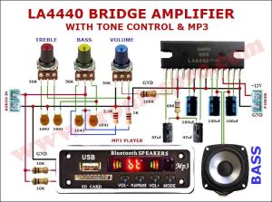 LA4440 Amplifier, Tone Control & MP3