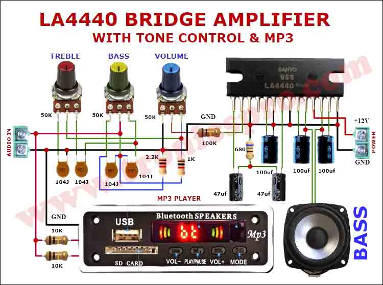 LA4440 Amplifier Tone Control MP3 - TRONICSpro