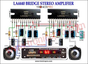 LA4440 Bridge Stereo Amplifier Circuit Diagram