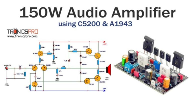 150W Amplifier Circuit C5200 A1943 diy homemade - TRONICSpro
