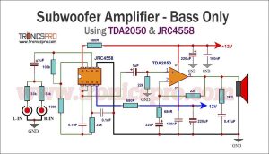 TDA2050 Subwoofer Amplifier Circuit JRC4558 IC - TRONICSpro
