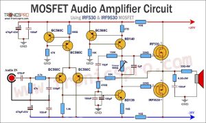 MOSFET Amplifier Circuit using IRF530 & IRF9530