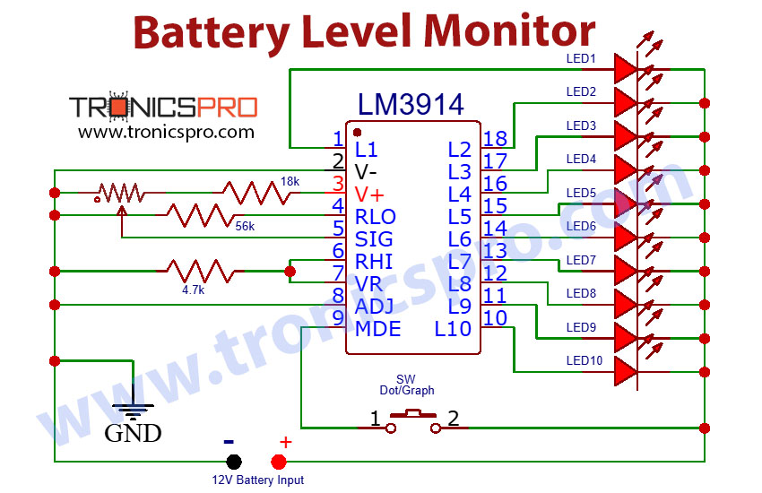 battery level monitor circuit diagram battery level monitor circuit diagram