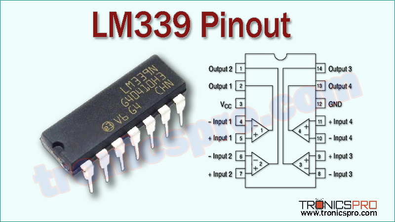 LM339 Quad Comparator IC Datasheet Pinout