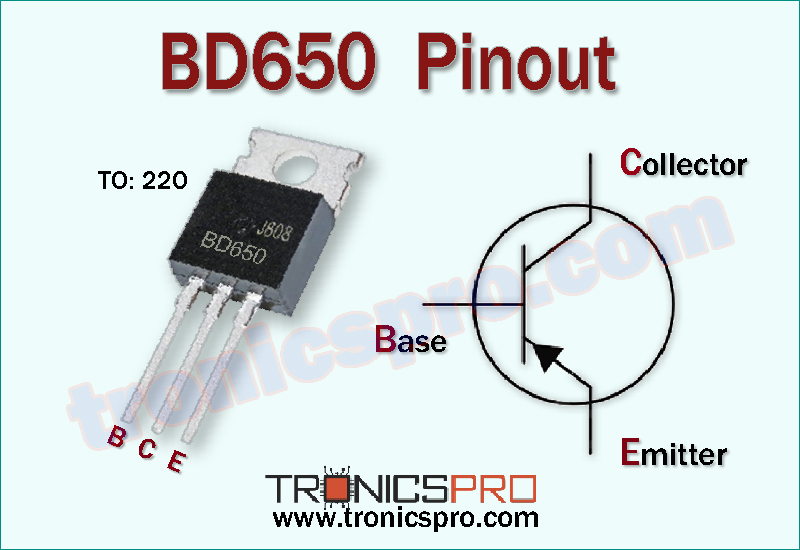 bd650 transistor pin configuration pinout diagram