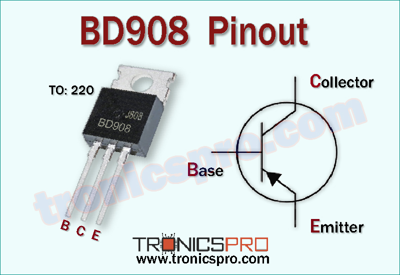 bd908 transistor pin configuration pinout diagram